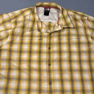 The North Face Button Down Shirt Mens XXL YELLOW Dry Mesh Vented S/S FISHING